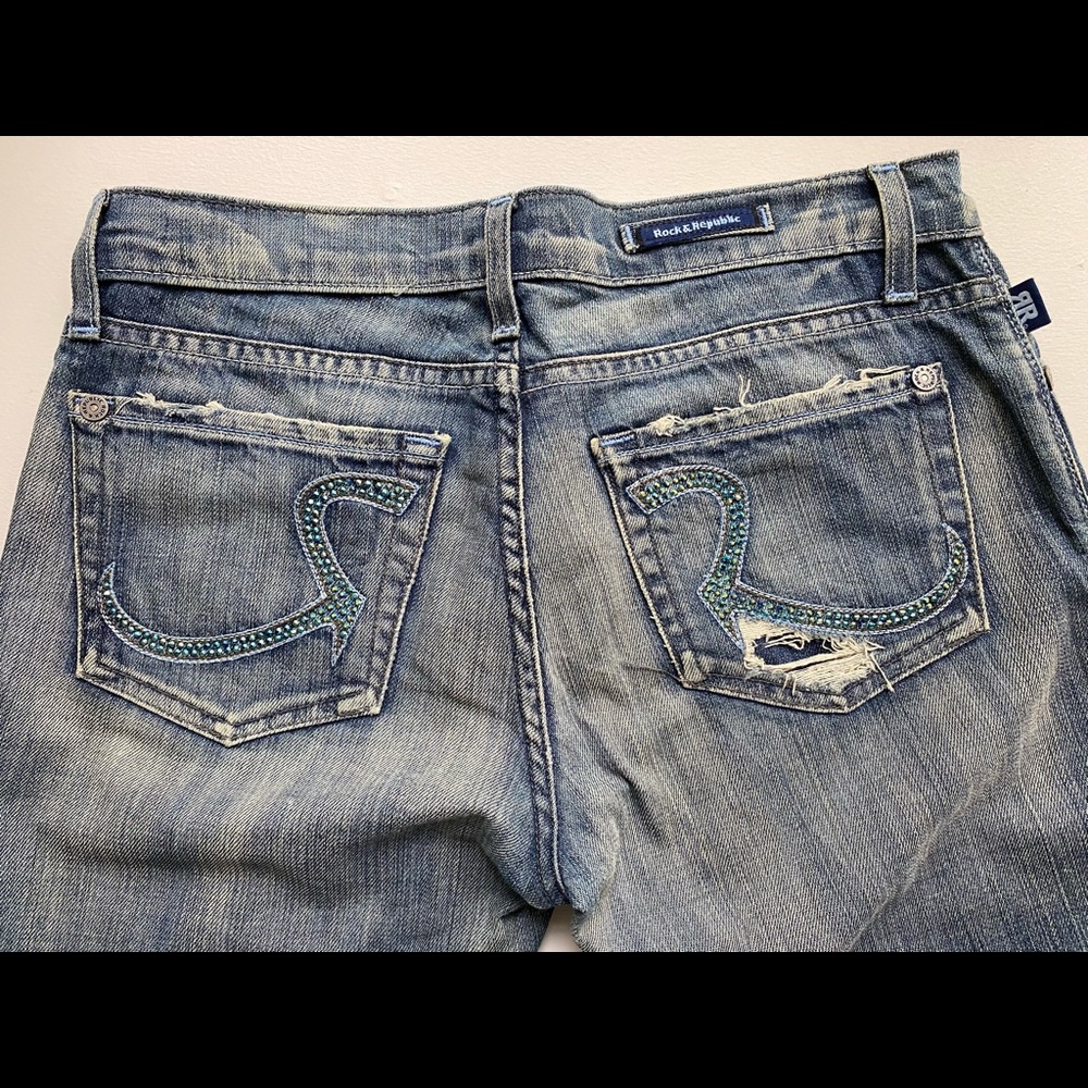 Rock & Republic Jeans back pocket rhinestone Sz 26